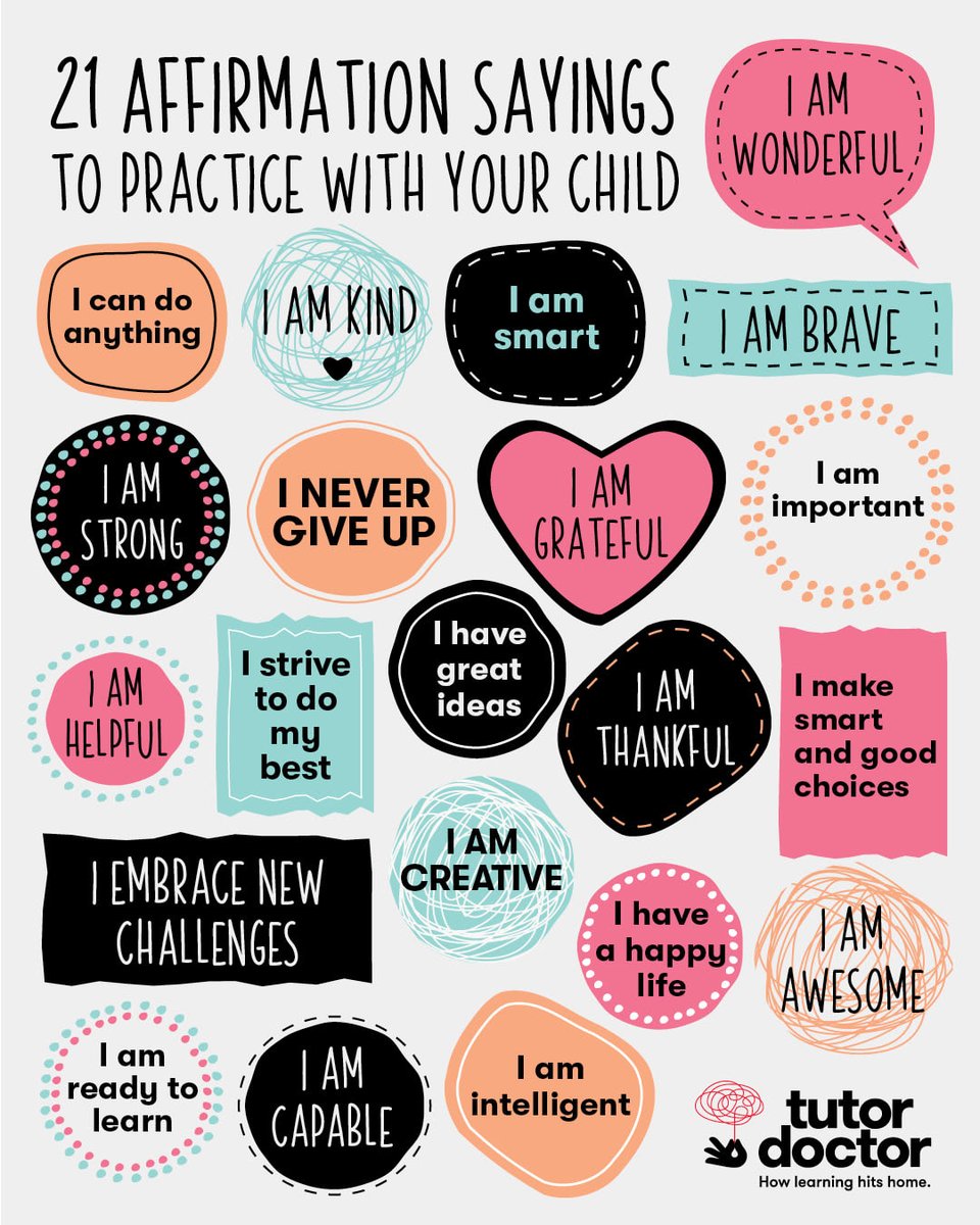 When your child has a bad day, encourage them to try these affirmation sayings to help rebuild their confidence 👇 #BuildingConfidence #PositiveAffirmations #ChildConfidence