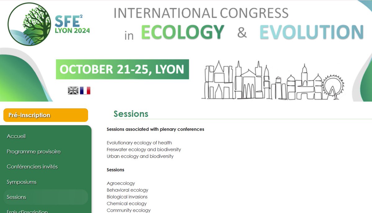 🚨Extension of the abstract submission deadline!🚨  

You have until May 15 to submit your abstract (talk and poster) here: sfe2-2024.fr/fr

🌿No less than 26 sessions on #ecology and #evolution 🥳

@sfecologie