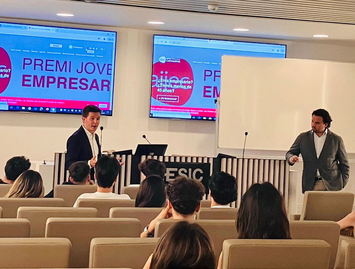 AIJEC's tweet photo. Avui a @ESICBarcelona i a @UAOCEU promovent els valors de l’emprenedoria i explicant el dia a dia dels teixit empresarial jove com a creadors d’oportunitats https://t.co/ru5U4GXVBj