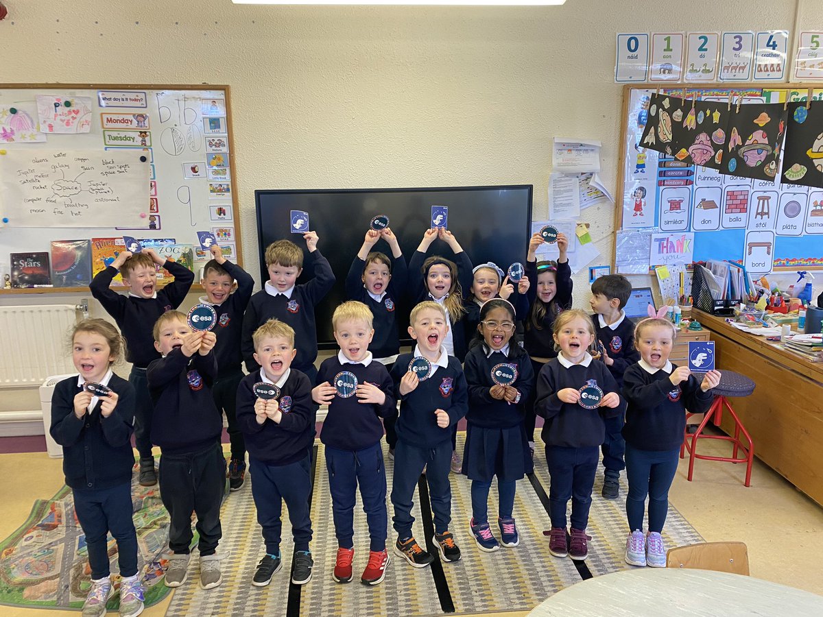 BallinderreenNS's tweet photo. Today we learned about the @esa and the children were thrilled to receive the stickers that @Dr_Niamh_Shaw sent us after our fun Zoom chat last year 🧑‍🚀🛰️🚀 https://t.co/dYSmeuY24d