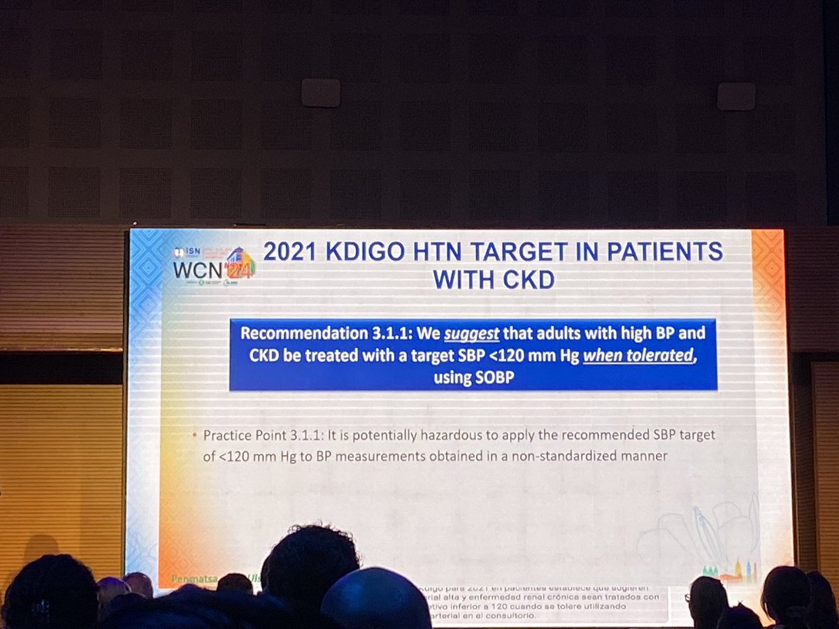 Dr. Susanne Nicholas @NicholasSusanne reminds us the KDIGO 2021 recommended BP target in pts with CKD

How many antihypertensives do you use for achivieng this goal? 

#ISNWCN