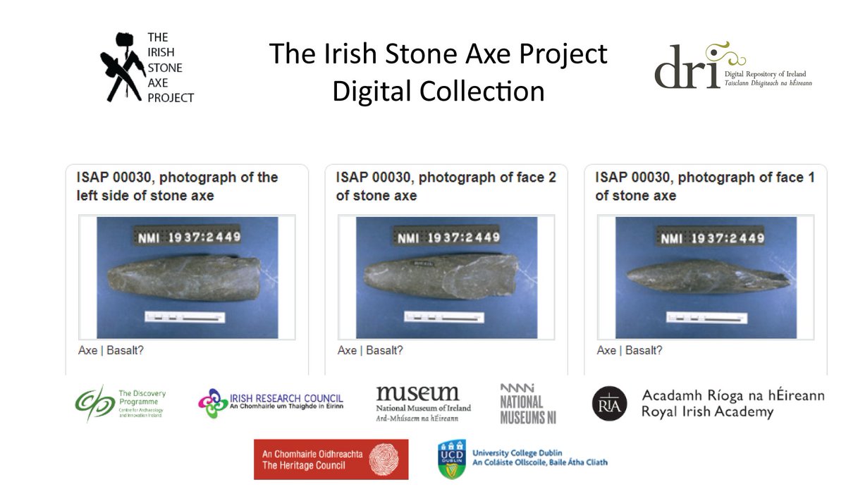 Launching today the Irish Stone Axe Project: Digital Collection through the @dri_ireland (DRI). The collection is an image catalogue of 366 axeheads, including scaled photographs, artefact drawings and petrological thin section images. repository.dri.ie/catalog/8623xr…