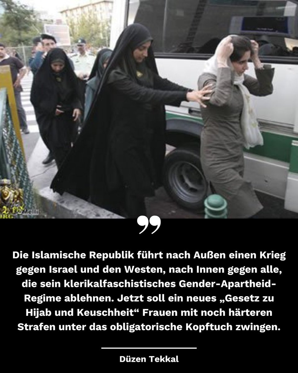 Die Islamische Republik Iran führt nach Außen einen Krieg gegen #Israel u. den Westen, nach Innen gegen alle, die sein klerikalfaschistisches #GenderApartheid-Regime ablehnen. Jetzt soll ein neues Gesetz Frauen noch brutaler unter das obligatorische Kopftuch zwingen.