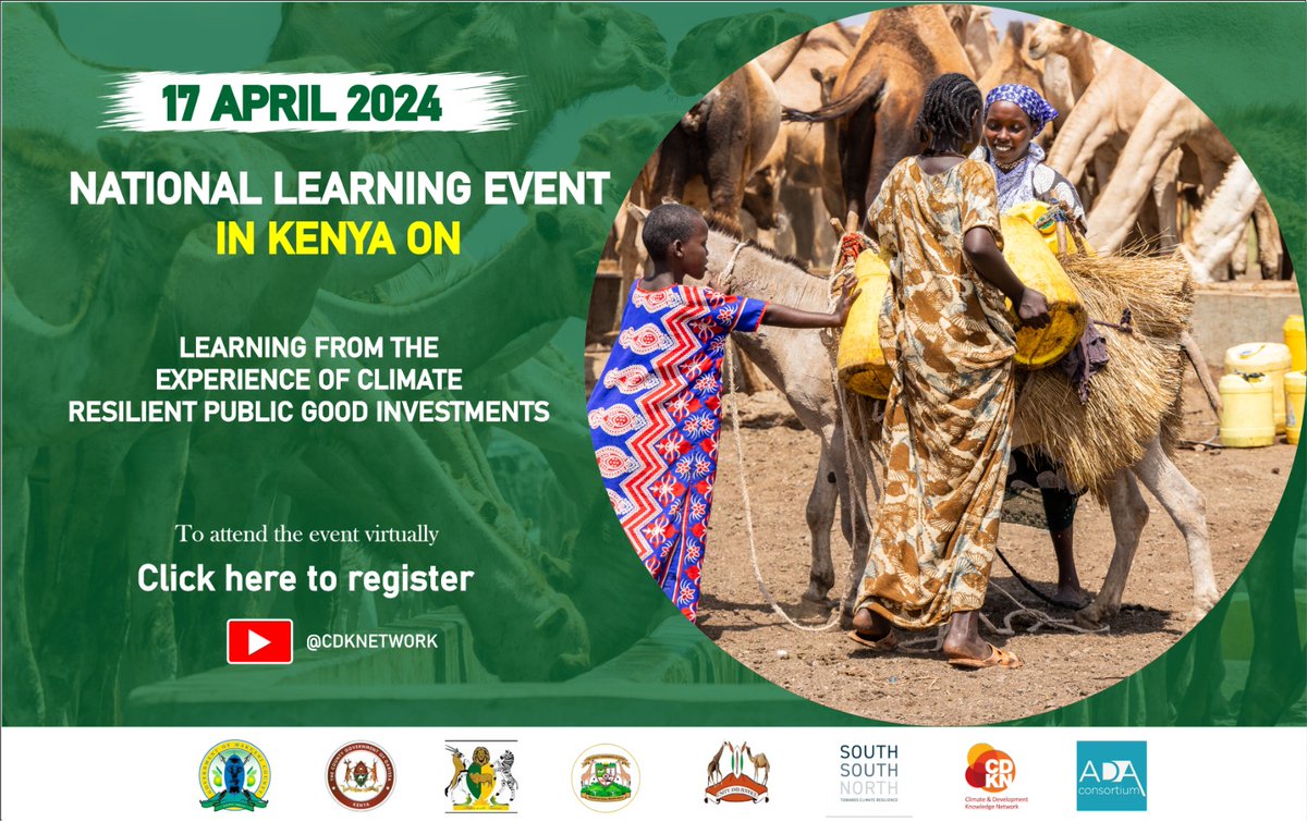 ekaraho's tweet photo. Join a national learning event at the Windsor Golf Hotel in Nairobi Kenya on 17th April 2024 to distill lessons from communities' experiences in managing locally led adaptation investments over a  decade. 
https://t.co/QwtEtB3DUP https://t.co/nKEL23kyR1