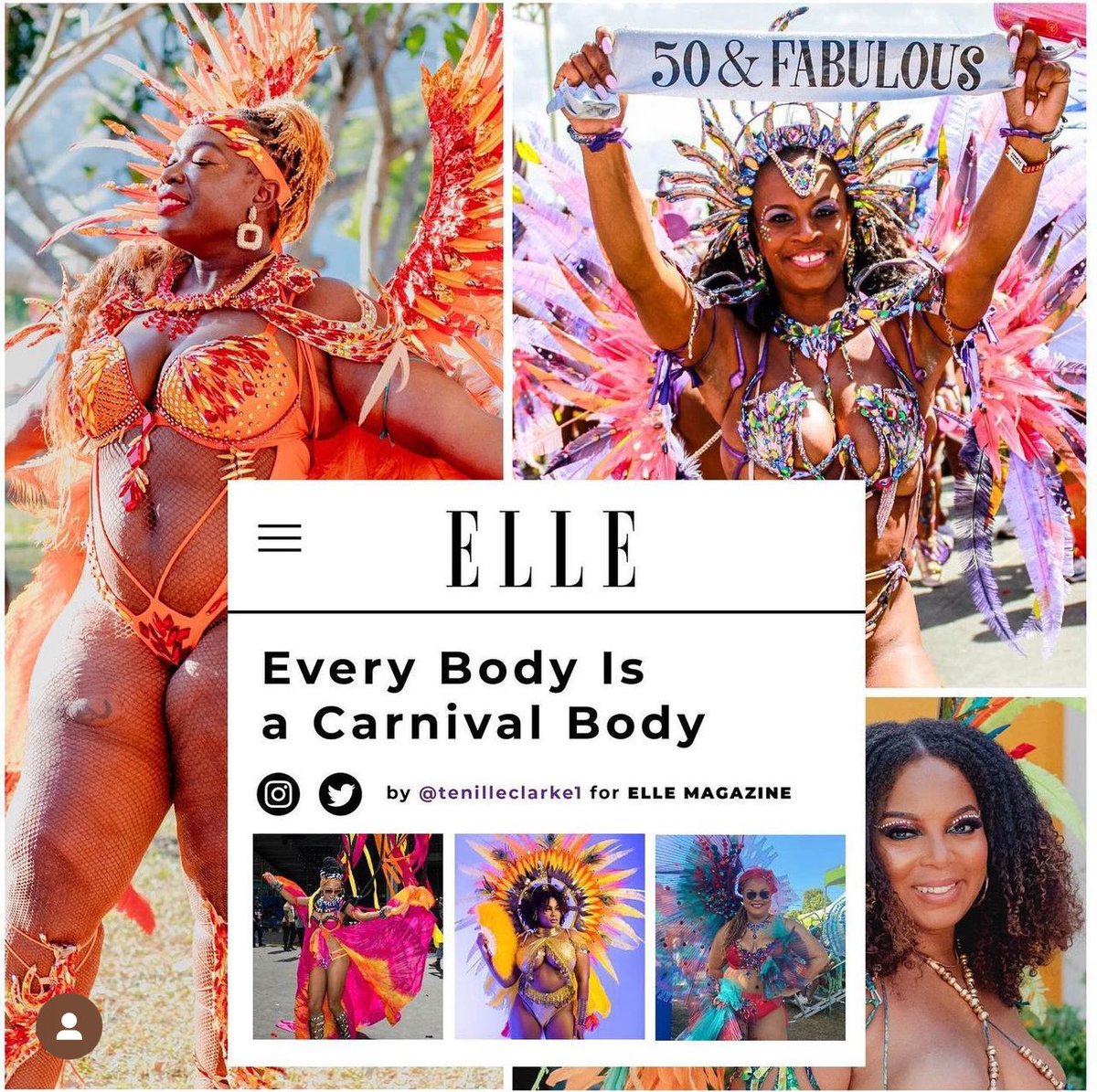 Exactly one year ago this month, I wrote “Every Body Is A Carnival Body” for @ELLEmagazine. It went on to be one of the most read stories for the magazine in 2023, amassing MILLIONS of views globally. I’m posting this today because as a Caribbean community, it’s important to…