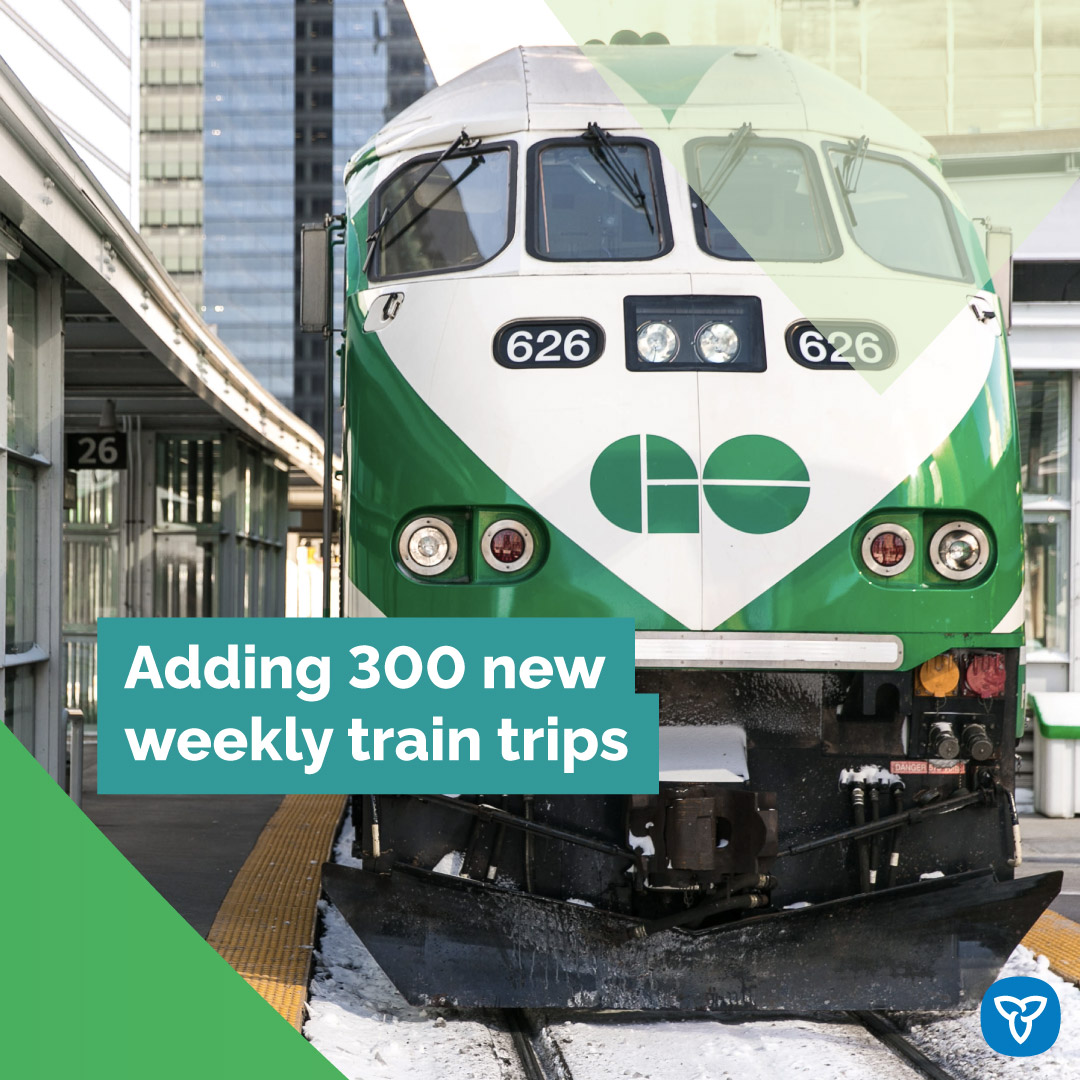 Great news for GTA commuters!

The largest GO Transit service expansion in more than a decade starts April 28 with more than 300 new weekly trips.

This 15 per cent jump in service will give commuters more flexibility and affordable choices! 

Learn more: news.ontario.ca/en/release/100…