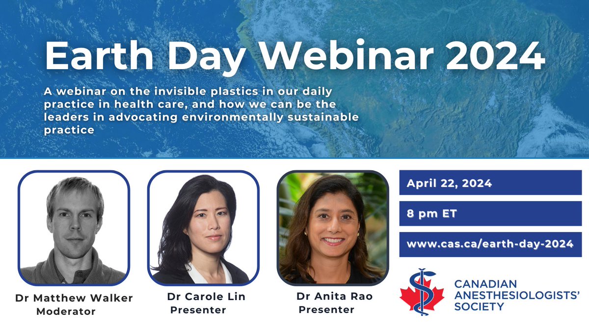 1 week to go! #earthday2024 Webinar, Apr 22 Explore the impact of climate crisis on health care and the importance of 'Green' practices. Uncover invisible plastics in daily health care routines and lead the way towards sustainability. @CAS_EnviroSus 🌎cas.ca/earth-day-2024