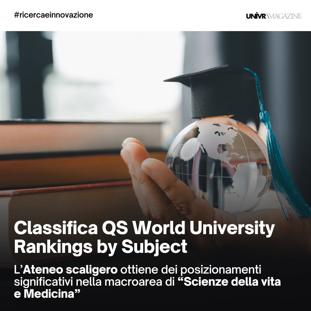 L’#Univr conferma nel 2024 la sua presenza nella classifica QS World #University #Rankings by Subject @worlduniranking (per l'Ateneo scaligero posizionamenti significativi a livello mondiale nella macroarea di “Scienze della vita e Medicina”) > u.garr.it/LrBEw