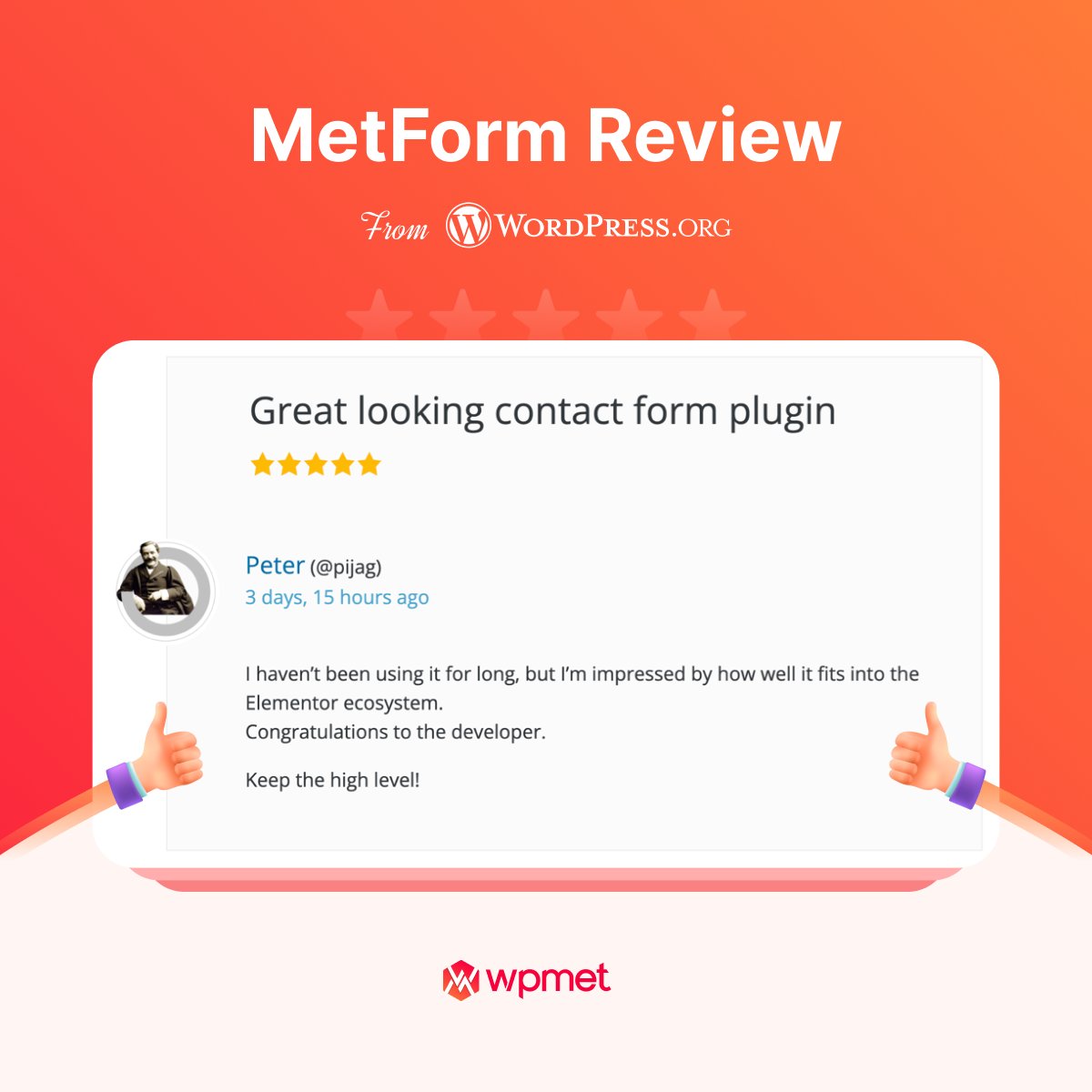 wpmetcom's tweet image. If you haven&apos;t been using #MetForm for long, then time to upgrade it now!
Check out what this reviewer has to say! 😍😎✌️

We&apos;ll appreciate your thoughts, share here ⤵️
wordpress.org/support/plugin…