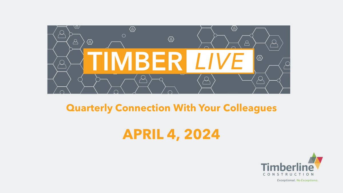 TimberlineConst's tweet image. Earlier this month we hosted our inaugural &apos;TIMBERlive - Quarterly Connection with Your Colleagues&apos;. During the live stream and in-person event, we heard from team members across all 3 of our offices to celebrate recent wins &amp;amp; project updates. #exceptionalnoexception #Timberlive