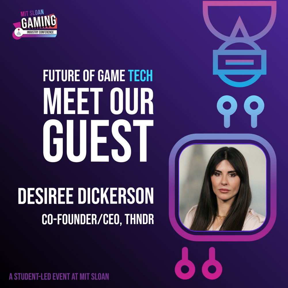 mitgic's tweet photo. [Future of Game Tech Panelist] Welcome @dickerson_des, Co-Founder/CEO, @THNDRGAMES!

MIT Gaming Industry Conference Tickets: https://t.co/iKnGGzhpOE
#MGICon #MITSloan #MIT #gaming #gamedev #gametech https://t.co/31woQRCdKh