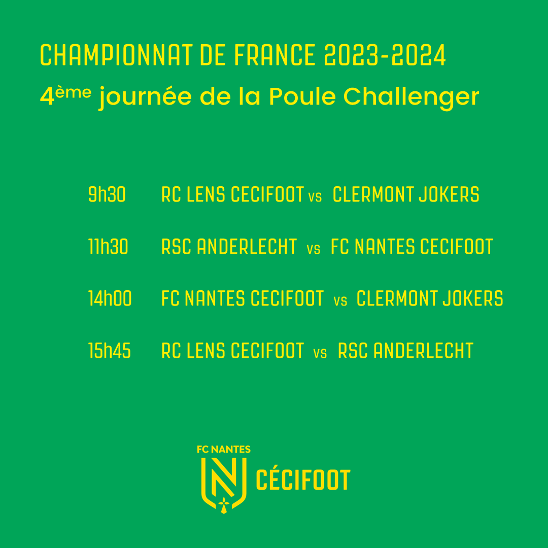 📅 Le programme 📅

Découvrez le programme de la 4ème journée de la Poule Challenger du Championnat de France de Cécifoot (catégorie B1/Aveugles), qui se déroulera ce samedi 20 avril à Lens.

#FCN #Cécifoot #Handisport