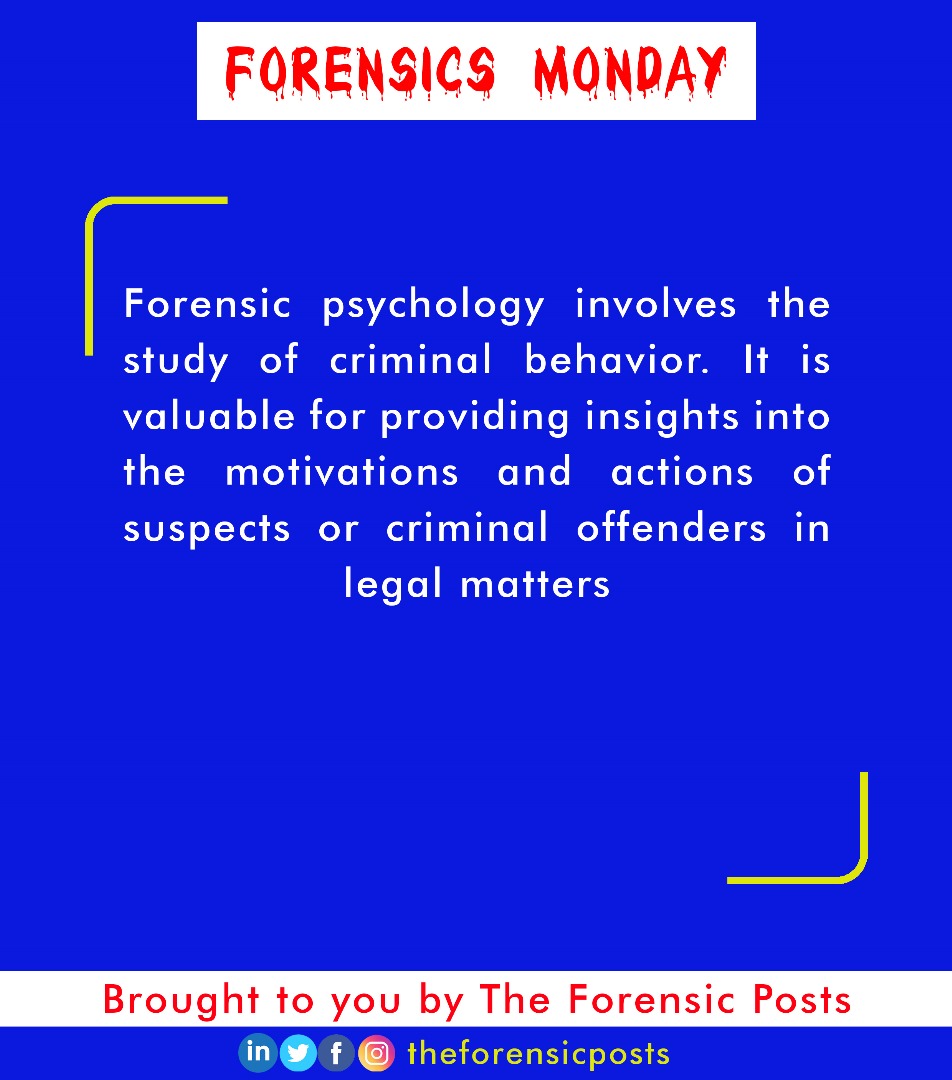 #ForensicPsychology #ForensicScience #TheForensicPosts #TFP #CSI #ForensicsMonday