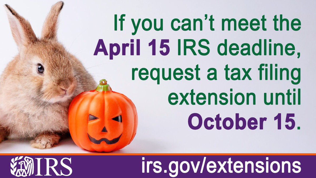 It's 4/15/24, so Binkybunny is bringing you a message from IRSNews: 'As the end of tax season draws near, the #IRS highlights how easy it is to get a tax filing extension through the Free File program – no extra energy needed! ow.ly/yNuw50QYWRC '