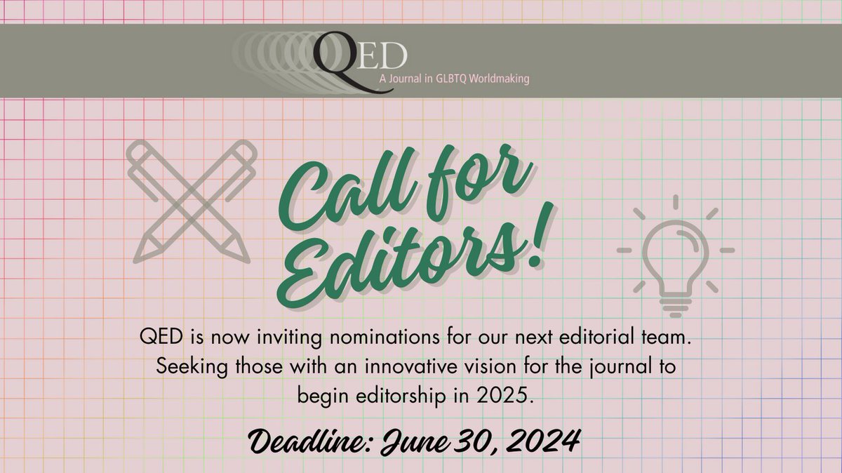 MSU Press and QED: A Journal in GLBTQ Worldmaking are now seeking nominations for the journal’s next editor or coeditors! More information can be found at: msupress.org/blog/2024/04/0….