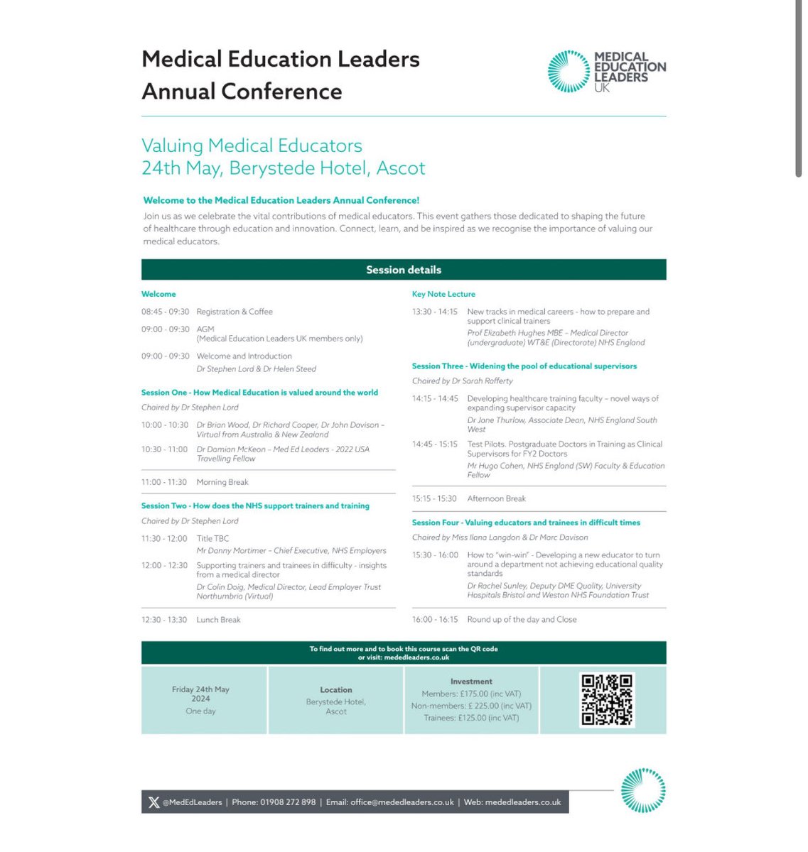 We are excited for our annual conference in just 6 weeks time. Register to attend through the link and join us in Ascot on May 24 to understand valuing medical educators. #ValuingMedEd mededleaders.co.uk/event/annual-c…