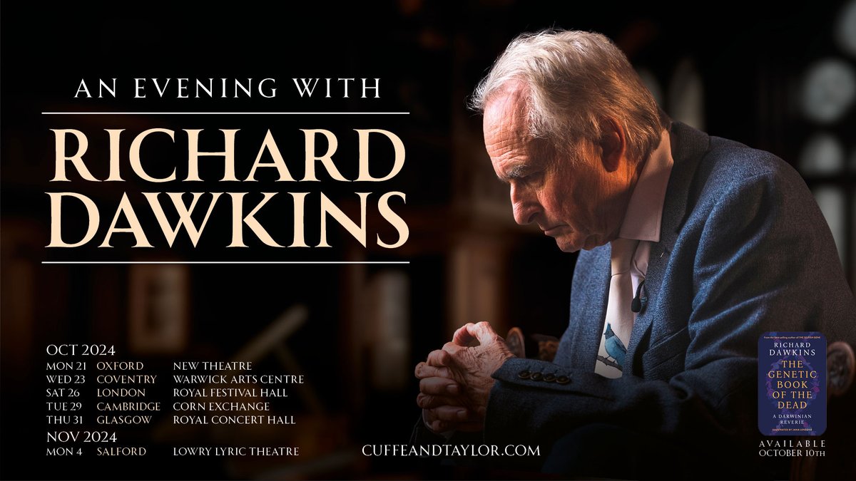 Join us for an unforgettable evening with Richard Dawkins on his highly anticipated UK tour in Autumn 2024! Sign up for pre-sale access → bit.ly/3UgjnY6 General sale Fri 19th April 10am *Please note that London Royal Festival Hall will go on sale on Fri 26th April*