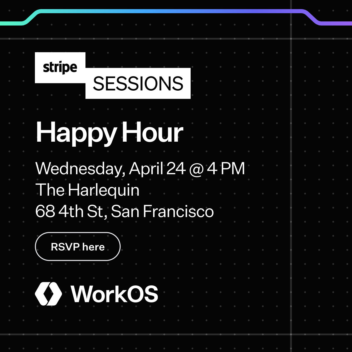 🍻 Stripe Sessions Happy Hour 🌉 April 24 @ 4PM at The Harlequin, SF Stop by for an evening of drinks, food, and devtool chats. RSVP here: partiful.com/e/XvYdYwnWzOgT…