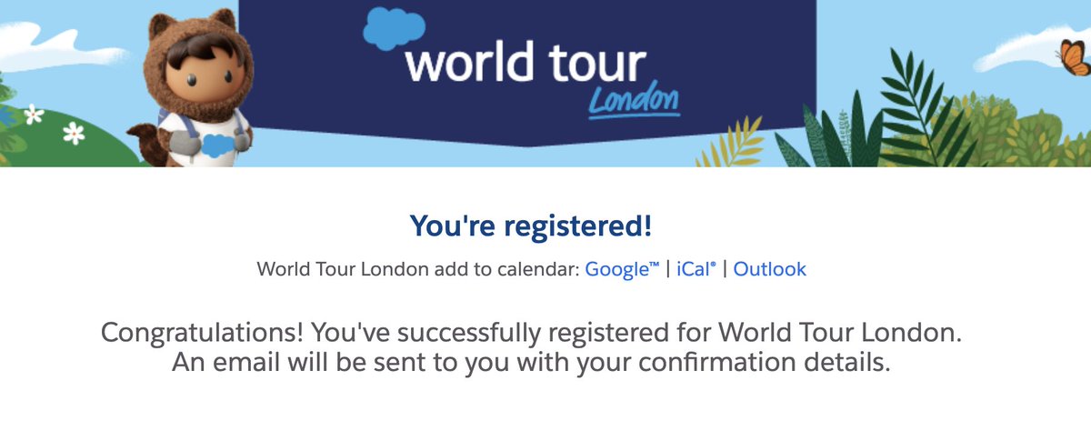It's done, really looking forward to this years event! Be awesome to catch up with friends and fellow #salesforceohana and also learn about the new Data Cloud, AI and Non Profit features! @salesforce @SalesforceUK