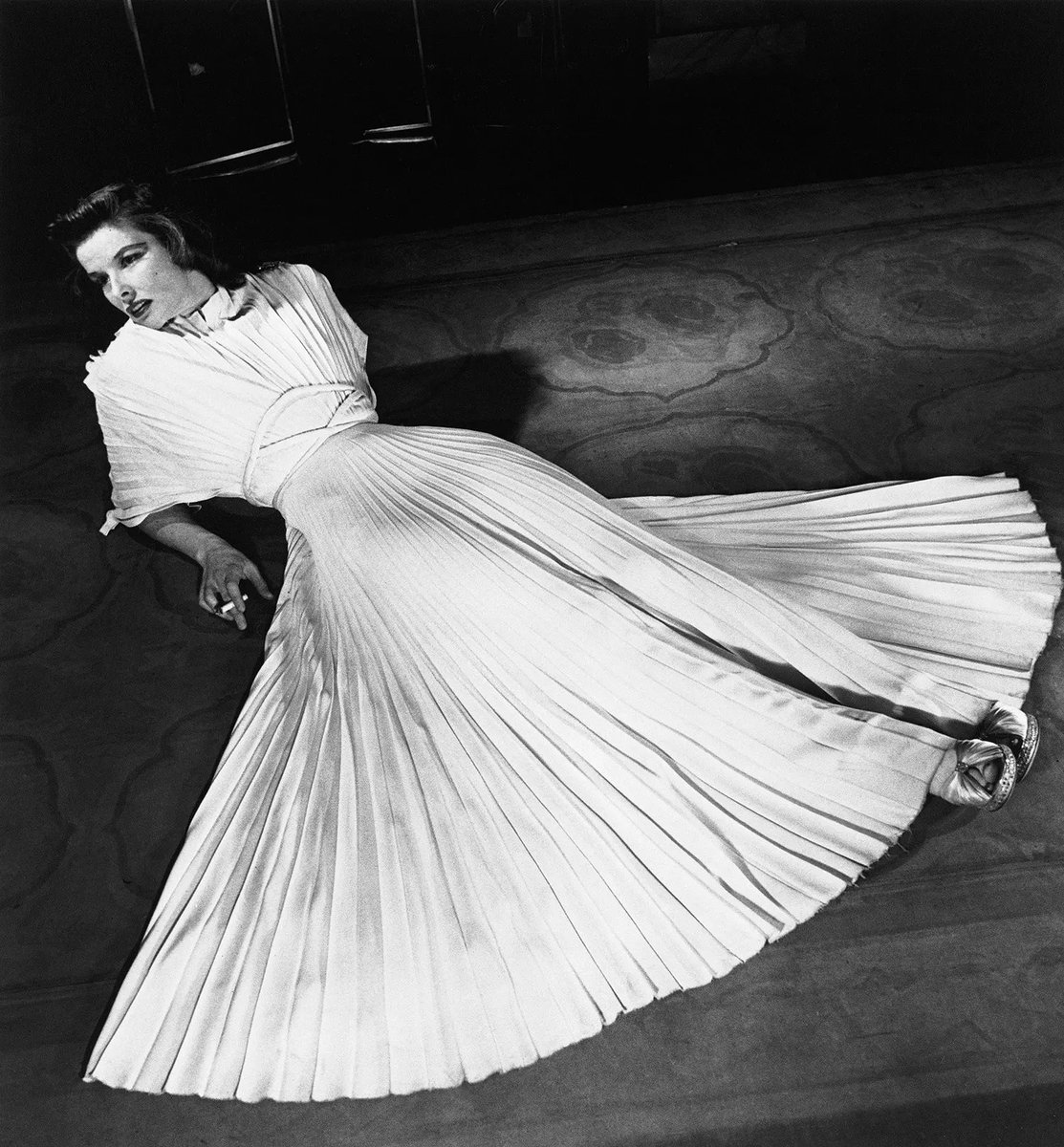 Alfred #Eisenstaedt, Katharine Hepburn in pleated dress, 1938