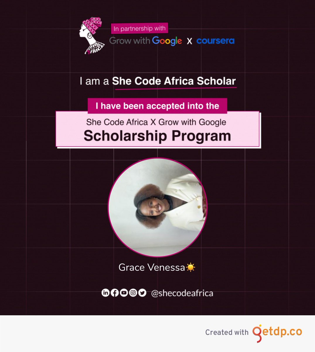chambilechoven's tweet photo. I’m truly truly grateful ❤️
@SheCodeAfrica #SCAScholar #SCAxGWGScholarship https://t.co/RdczViDVp0