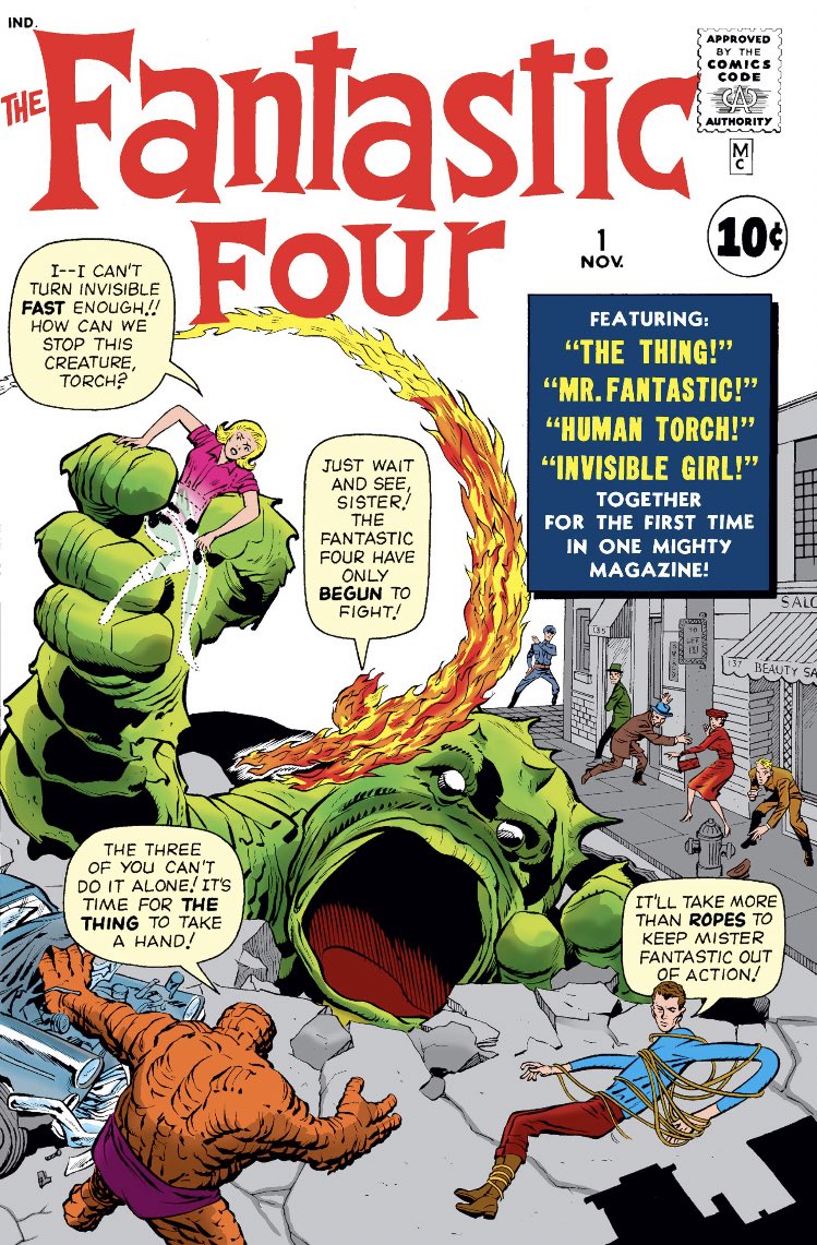 MARVEL躍進のきっかけになったファンタスティック・フォーでは第一号から巨大な怪物と戦う話だが、この辺はSF・怪奇コミックの会社と作家陣だった事と地続きで、手癖でヒーローものに怪獣とか宇宙人出してたような感じも若干する 