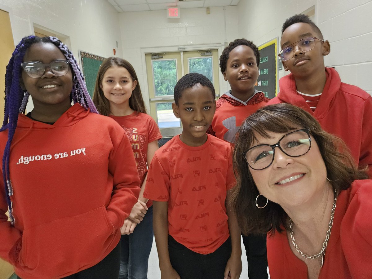 stacyrsalter's tweet photo. We are wearing red today to bring awareness to Autism, learning disabilities and hearing impairments. #ECweek_HCS @HenryCountyBOE @HFE_HCS https://t.co/q9eOfV6hIK