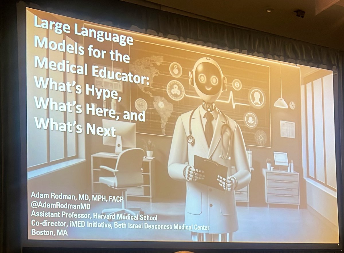 Starting now at #AIMW24: @AdamRodmanMD talking to the attendees about large language models and the impact in medical education. @AAIMOnline #MedEd