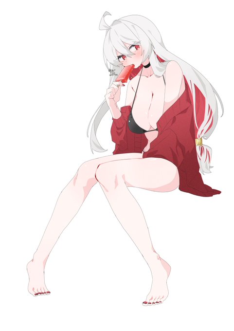 #気温が高いので気が早いが水着絵が見たい
トマトアイス食べる麻泰 