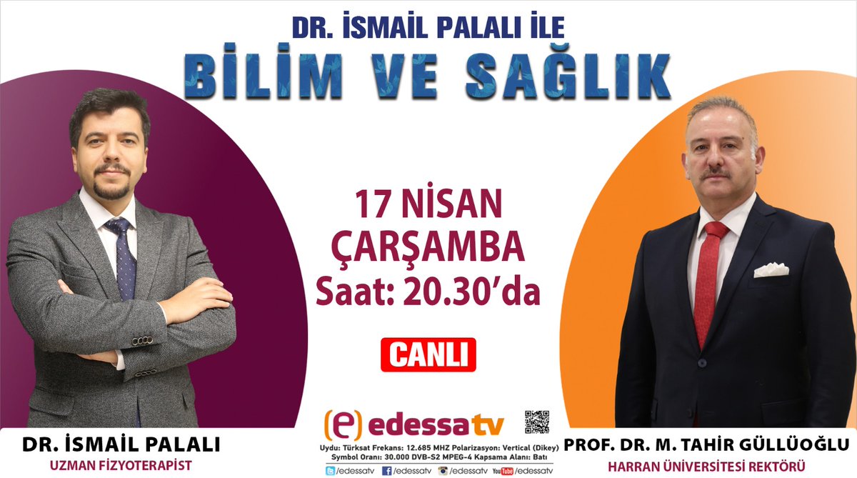 fzytrpst's tweet photo. İsmail PALALI ile BİLİM ve SAĞLIK @TvEdessa da devam ediyor.

Konuğum görevinde ilk yılını dolduran Harran Üniversitesi Rektörü Sn. @mtahirgulluoglu

Dijital Üniversite
TÜBİTAK projeleri
Hastane
İkinci Üniversite
Değişim-hedefleri konuşacağız

Sorularınızı beklerim. İyi Seyirler. https://t.co/2AIpumAI1U