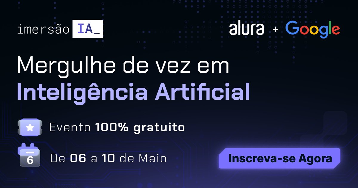 AluraOnline's tweet photo. Quer aprender a utilizar o Gemini, a Inteligência Artificial do @googlebrasil, no seu dia a dia de trabalho? Esta é a sua chance!

Serão 5 dias de aprendizado intensivo, totalmente gratuito! Com uma comunidade exclusiva, grupos de estudos e conexões com milhares de profissionais. https://t.co/YFPjh2NSQb