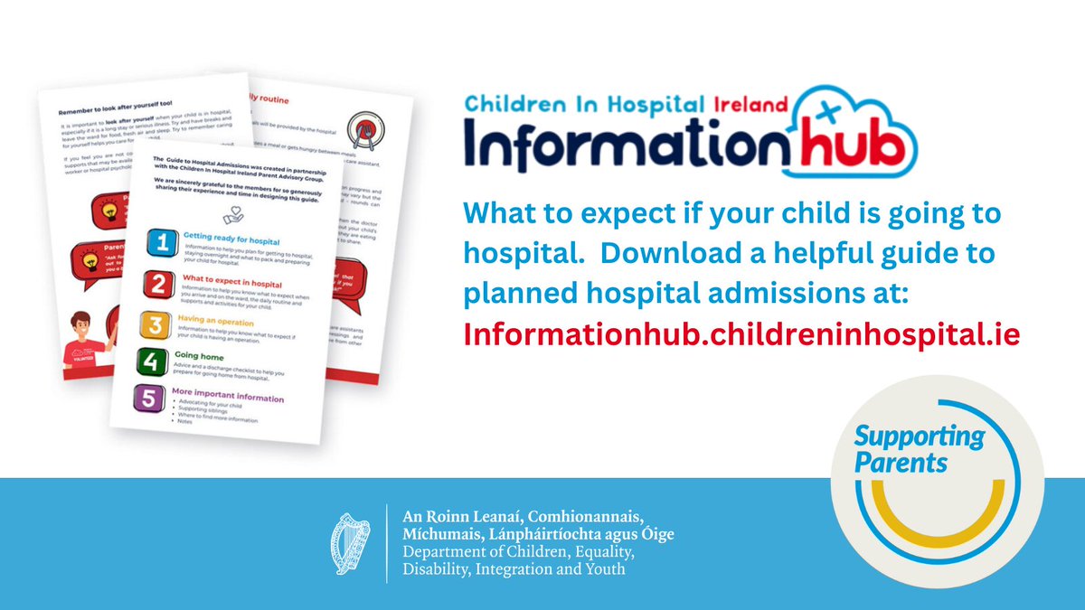 Children in Hospital Ireland have created a helpful 'Guide to a child's hospital admission' - You can download the Guide from the Children In Hospital Information hub here: bit.ly/3Jhu71Q

#SupportingParentsIre <a href="/CHI_Ireland/">Children's Health Ireland</a>