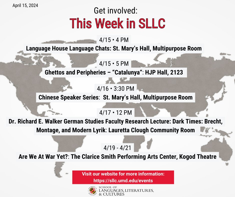 See what's happening and get involved this week in SLLC: sllc.umd.edu/events
