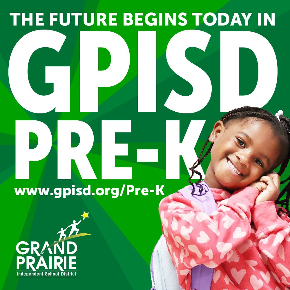 The future 🎓 begins today in GPISD Pre-K! If your child turns 3 or 4 years old by Sept. 1, it’s time to begin the GPISD new student Pre-K registration process for the 24-25 school year. Visit gpisd.org/Pre-K to learn more about the application and enrollment process.