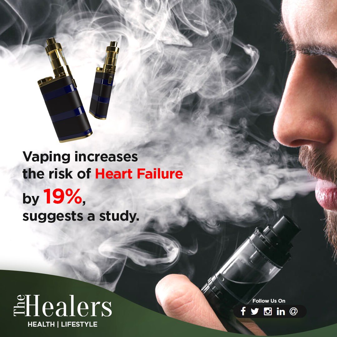 _thehealers_'s tweet photo. If you thought e-cigarettes are healthier than traditional smoking you are highly mistaken. According to a significant US study, vaping at any stage of life is associated with a 19% increase in the risk of heart failure.
#healthylifestyle #avoidsmoking #lifestyle https://t.co/QmqlEJPMh0
