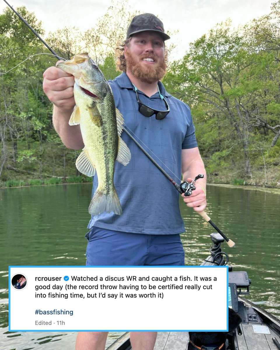 Even world records can't stop Ryan Crouser from snagging a bass🤣