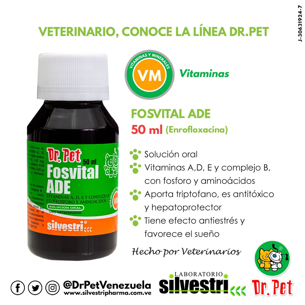 🐱🐶 #Productos #DrPet 100% 𝙃𝙚𝙘𝙝𝙤𝙨 𝙥𝙤𝙧 𝙑𝙚𝙩𝙚𝙧𝙞𝙣𝙖𝙧𝙞𝙤𝙨 🐾 – 𝗙𝗢𝗦𝗩𝗜𝗧𝗔𝗟 𝗔𝗗𝗘 (Vitaminas A, D3, E - Complejo B con Fosforo y Aminoácidos). Solución Oral – 🐶🐱 ¡ 𝗘𝗹 𝗺á𝘀 𝗰𝗼𝗺𝗽𝗹𝗲𝘁𝗼 𝗱𝗲𝗹 𝗺𝗲𝗿𝗰𝗮𝗱𝗼! #15Abr