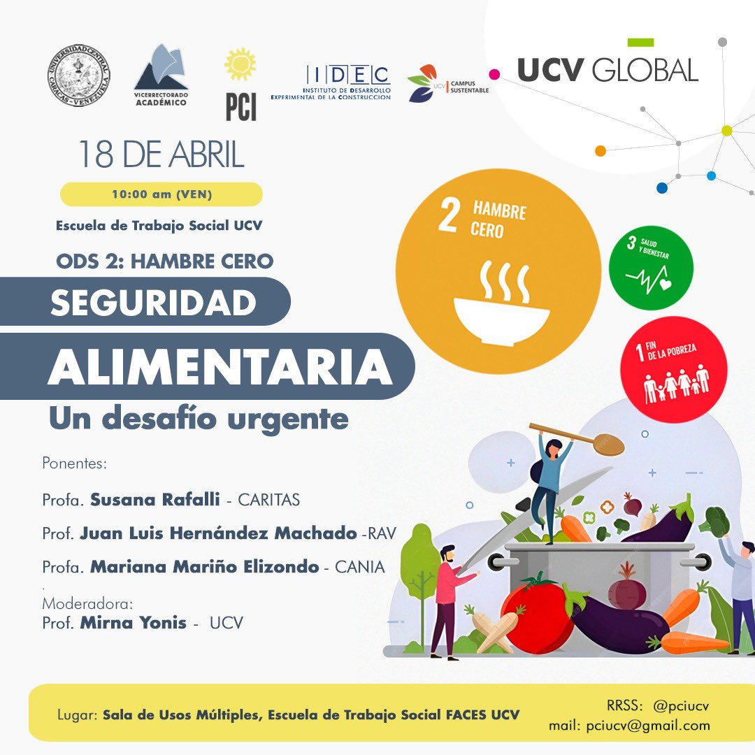 PCIUCV's tweet photo. El PCI invita al foro “Seguridad Alimentaria un desafío urgente”, el 18 de abril de 2024, en la Esc. de Trabajo Social UCV https://t.co/ai8gJllsWi