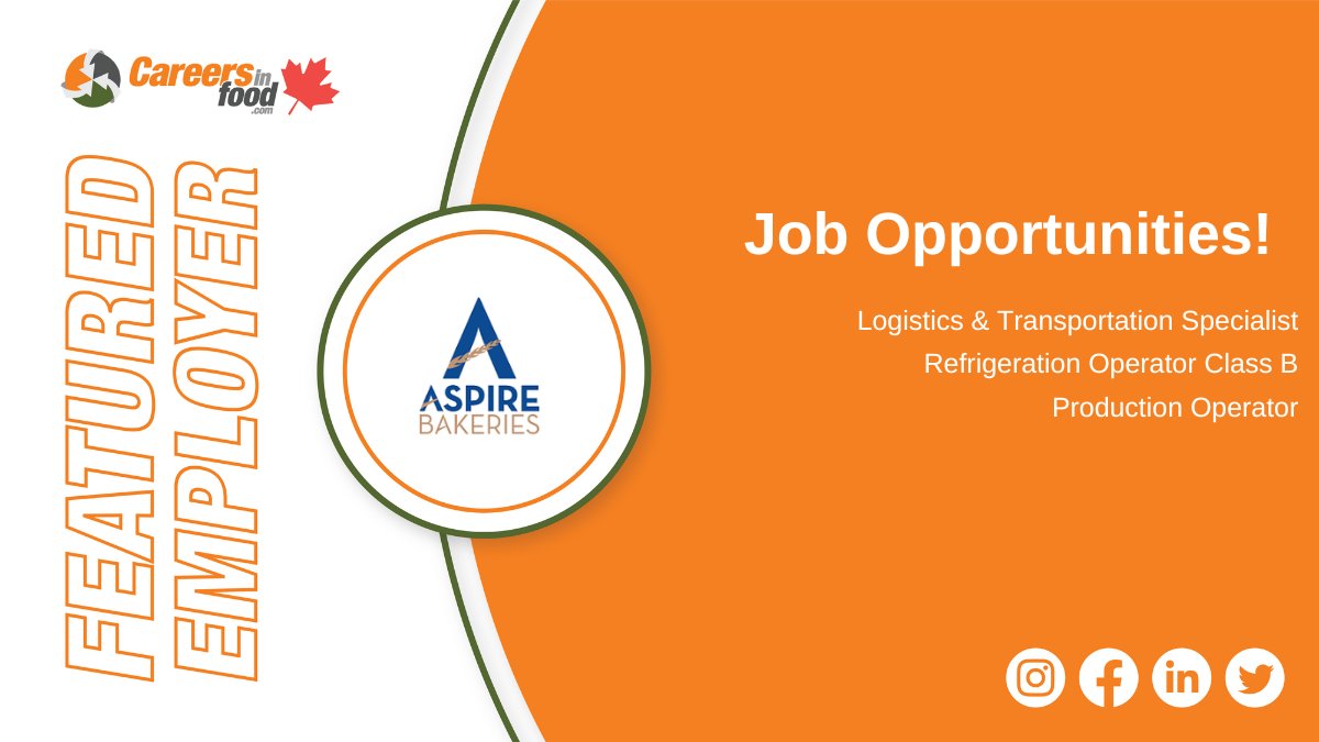 .@AspireBakeries offers generous benefits, and valuable health and wellness resources, at competitive rates.

To read more or apply to Aspire Bakeries positions, click here: ow.ly/Zyig50Rg5vW

#CareersInFoods #jobs