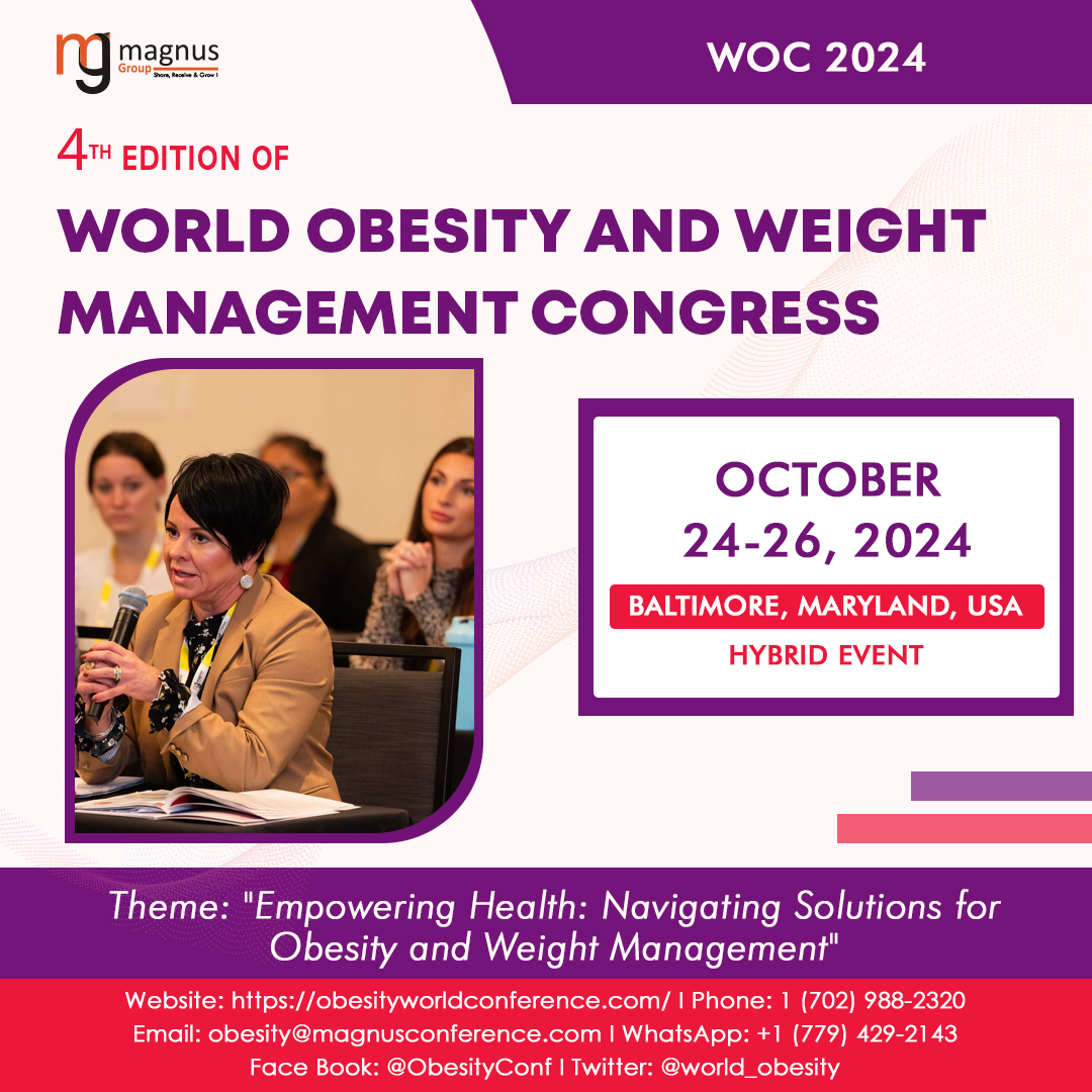 🌸Dive into the captivating world of #Obesity and #WeightManagement at @world_obesity

📅 Dates: October 24 -26, 2024
📍 Location: Baltimore, Maryland, USA
📞 WhatsApp: +1 779-429-2143

🌐 Submit your abstract at obesityworldconference.com/submit-abstract and be part of the cutting-edge discussion