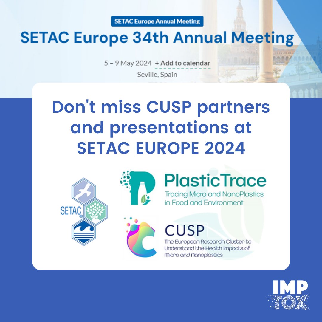 Imptox (@imptox) on Twitter photo 📢<a href="/CuspResearch/">CUSPResearch</a> at #SETACEurope2024!
🔬Dive into micro-/nanoplastics research:
1️⃣ Health impacts of plastics🗓️May 6 |⏰14:25-15:45 | 📍 Auditorium 1
2️⃣ Standardizing research for EU policy 🗓️May 7 |⏰16:00-17:00 |📍Press Room
Details👉plasticsfate.eu/post/cusp-join… 📢<a href="/CuspResearch/">CUSPResearch</a> at #SETACEurope2024!
🔬Dive into micro-/nanoplastics research:
1️⃣ Health impacts of plastics🗓️May 6 |⏰14:25-15:45 | 📍 Auditorium 1
2️⃣ Standardizing research for EU policy 🗓️May 7 |⏰16:00-17:00 |📍Press Room
Details👉plasticsfate.eu/post/cusp-join…