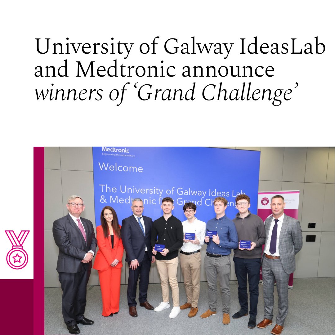 @GalwayIdeasLab and <a href="/Medtronic/">Medtronic</a> announce winners of seven week ‘Grand Challenge’ 🥇  

University of Galway's IdeasLab and Medtronic plc crowned Team EdgeMed winners of the Medtronic 'Grand Challenge' for their visionary project, featuring enhanced storytelling, bioprinting, and a