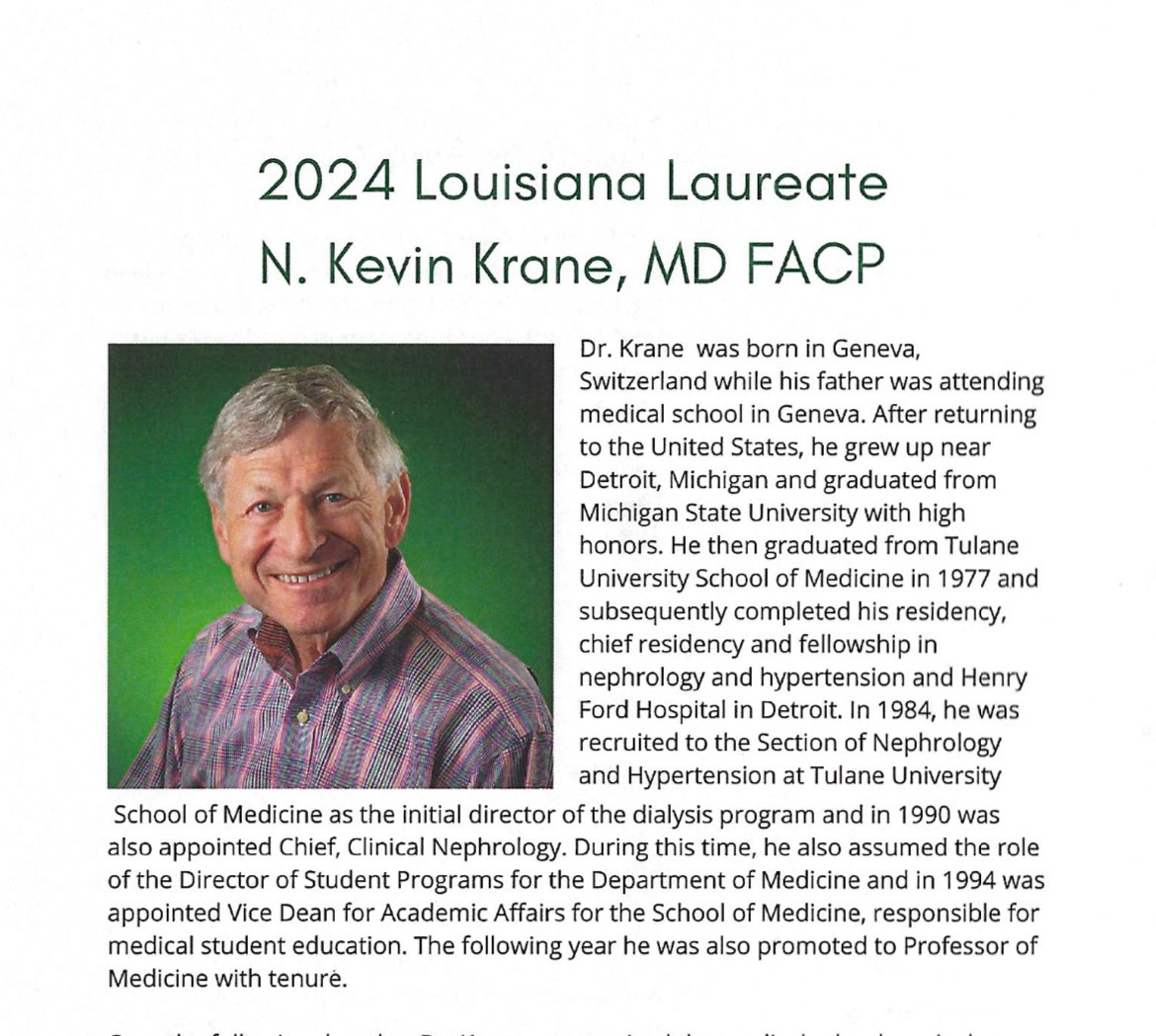 Congrats of our very own Dr. Kevin Krane who receive the 2024 Louisiana Chapter ACP Laureate Award! #TUNeph #UrineGoodHands