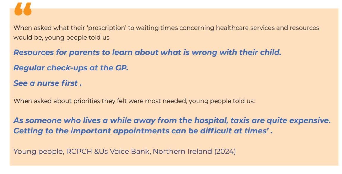 The young people from @saintmarysderry spoke on the need for advice, info, signposting & holistic approaches while they are #WorriedAndWaiting. One shared they have been waiting 2 years for 4 specialist referrals. They asked for funding for services and staff to support.