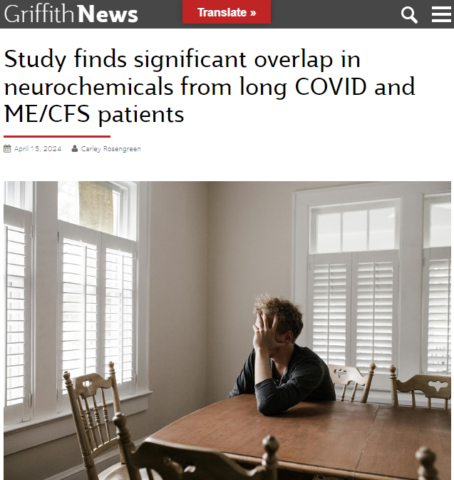 TomKindlon's tweet photo. Press release for this Australian study:
"Study finds significant overlap in neurochemicals from #longCOVID and ME/CFS patients"
https://t.co/UN5Y9Q300p

#MEcfs #CFS #PwME https://t.co/imcE8GUCQq