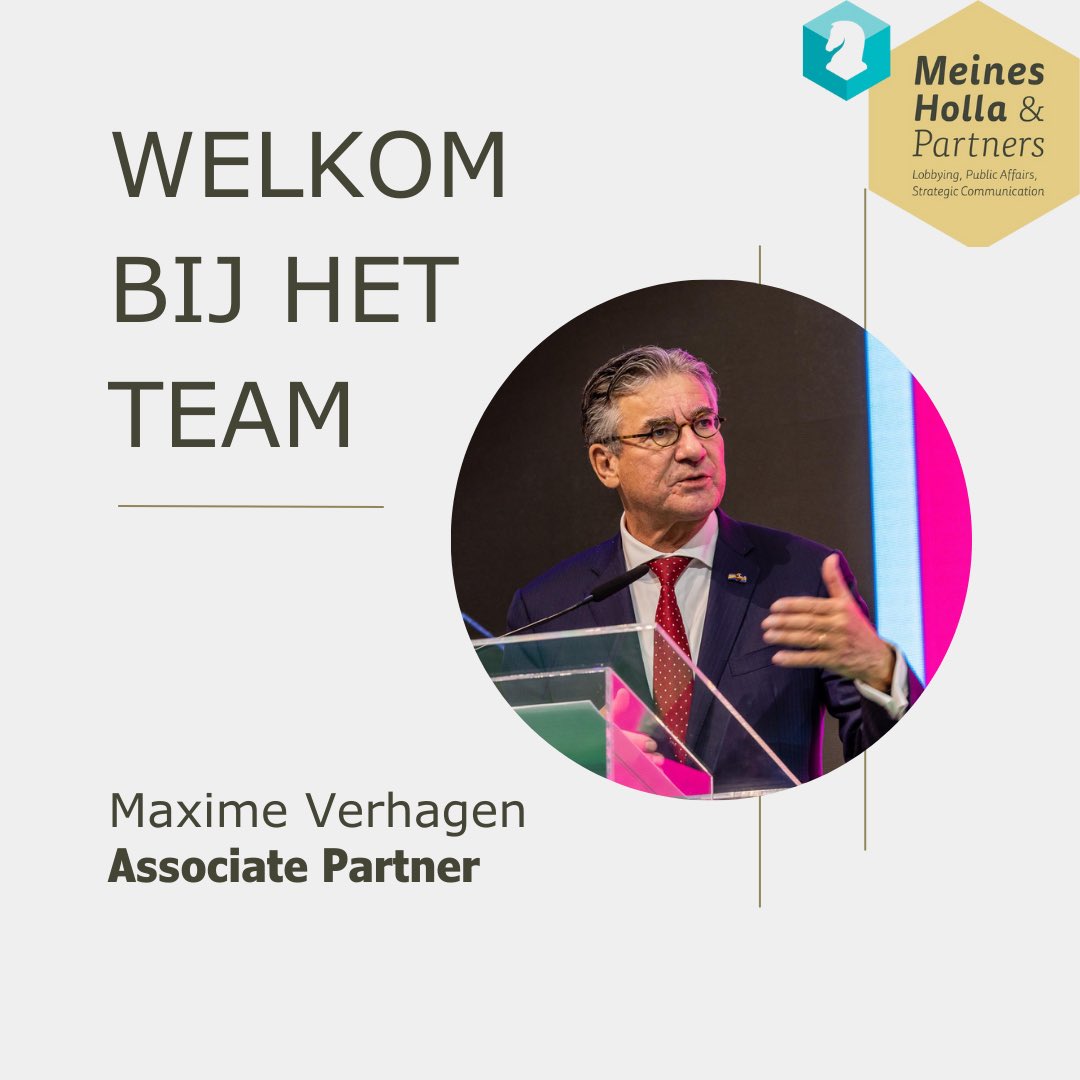Meines Holla &amp; Partners is verheugd aan te kondigen dat Maxime Verhagen zich bij ons lobby- en public affairs kantoor voegt als associate partner. We kijken uit naar de samenwerking met Maxime. meinesholla.nl/maxime-verhage…