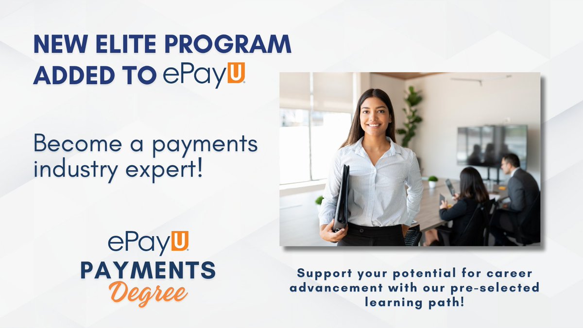 💰 New to the payments industry or want to expand your general understanding of a broad range of payment types and networks?

👉🏼 Learn More: epayu.epayresources.org/payments-degre…

#payments #elearning #professionaldevelopment #careers #banking #creditunions