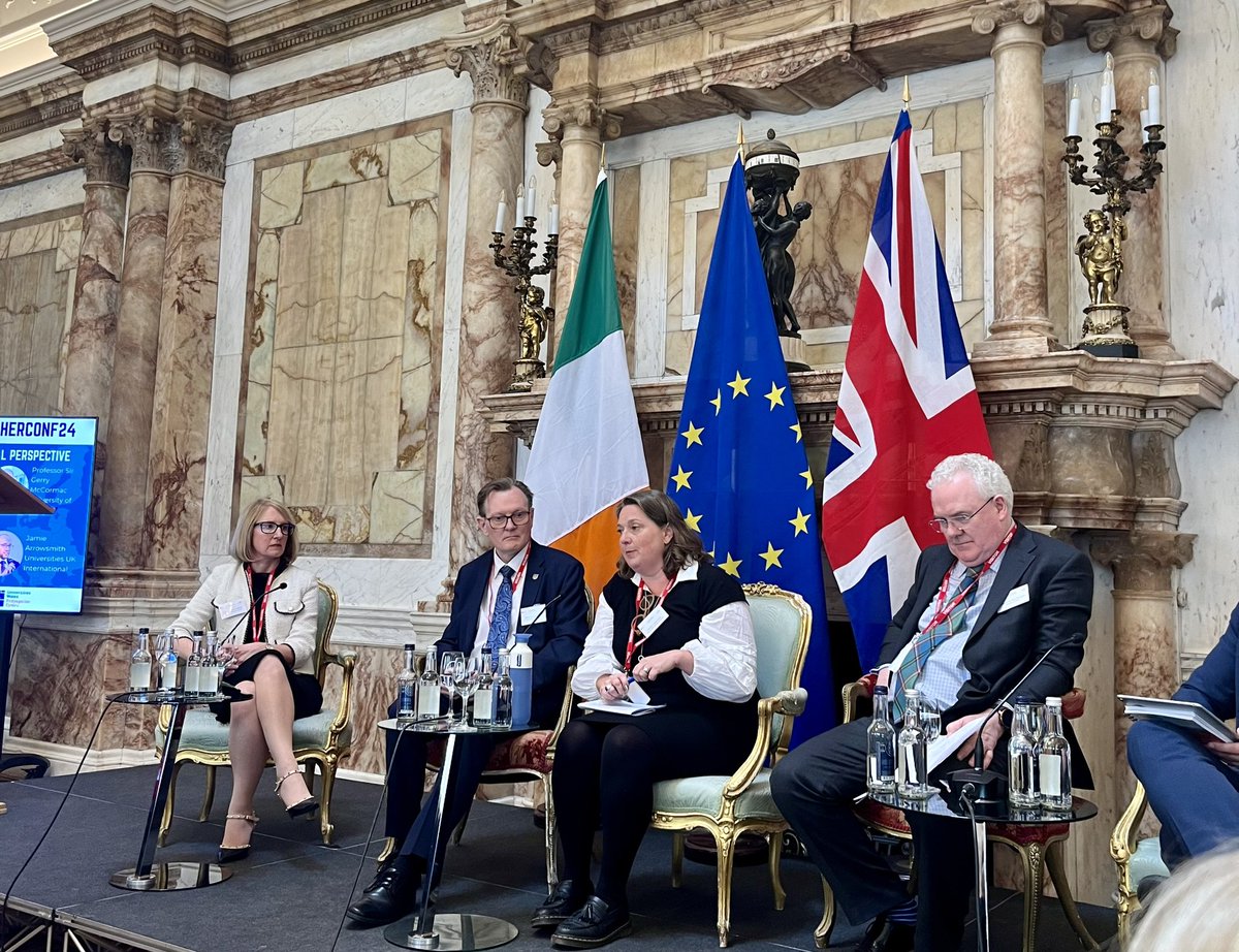 The value and purpose underpinning UK-Ireland R&I collaboration with universities together with enterprise stakeholders impacting within their regions and beyond supporting economic prosperity & societal advancement highlighted by @EgfEmma with @QUBVChancellor @GerryMcCormac