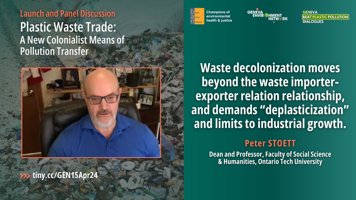 @BaselAction @S_Gundogdu01 @pstoett @KristaShennum @JPetrlik @ismawati64 @Magdalenadonoso @brkfreeplastic @IUCN_Plastics @ToxicsFree Peter Stoett highlights that #WasteColonialism -- a concept that started emerging in parallel to the creation of the #BaselConvention -- has become a central feature of environmental injustice but a source of economic revenue for people on the peripheral economy.