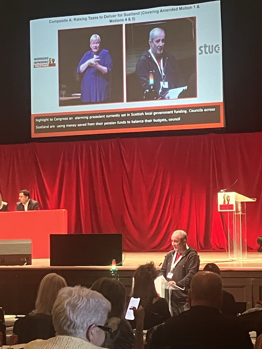 Brian Robertson, branch secretary, speaks at #stuc24 calling for unions to oppose pilfering of pensions funds to fund councils, letting government off the hook ⁦@UniteScotland⁩ Read about the situation in Edinburgh at unitececbranch.org/lpfcontributio…